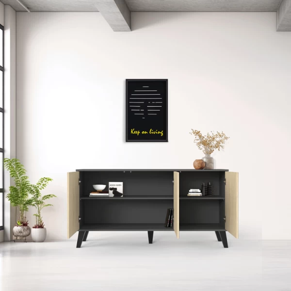 Μπουφές Billie Ανθρακί-Sonoma 149X40X77Εκ