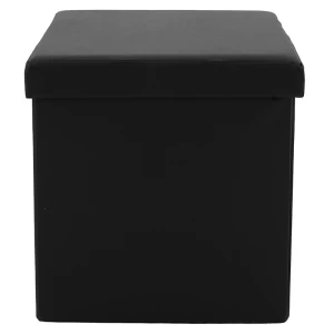 Σκαμπό-Μπαούλο Crystal Pu Μαύρο 38X38X38Εκ