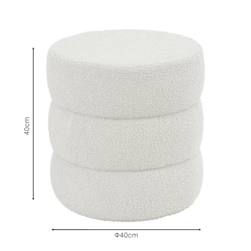 Σκαμπό-Πουφ Kioto Μπουκλέ Λευκό Φ40X40Εκ