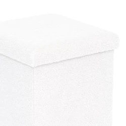 Σκαμπό-Μπαούλο Crystal Μπουκλέ Ύφασμα Σε Ivory Απόχρωση 38X38X38Εκ