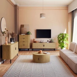 Τραπέζι Σαλονιού Scandi Mdf Σε Φυσική Απόχρωση Φ80X35.5Εκ