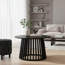 Τραπέζι Σαλονιού Domonic Mdf Σε Μαύρη Απόχρωση Φ80X45Εκ