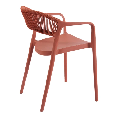 Πολυθρόνα Ankara Στοιβαζόμενη Pp-Pe Rattan Σε Terracotta Απόχρωση 54X55.5X77Εκ