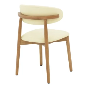 Καρέκλα Ubene Rubberwood Και Pu Σε Καρυδί Και Μπεζ Απόχρωση 46X58X79Εκ
