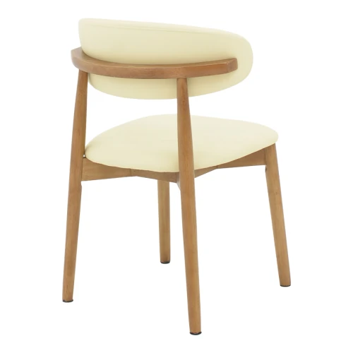 Καρέκλα Ubene Rubberwood Και Pu Σε Καρυδί Και Μπεζ Απόχρωση 46X58X79Εκ