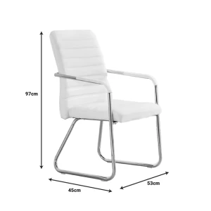 Καρέκλα Επισκέπτη Sefine Λευκό Pu-Πόδι Χρωμίου 53X45X97Εκ