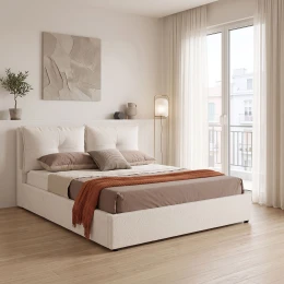 Κρεβάτι Διπλό Dorma Με Αποθηκευτικό Χώρο Εκρού Ύφασμα 160X200Εκ