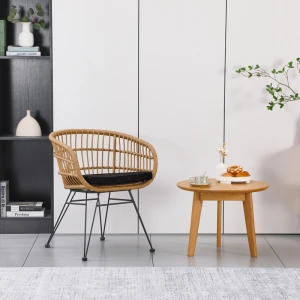 Πολυθρόνα Naoki Με Μαξιλάρι Pe Rattan Σε Φυσική Απόχρωση Και Μαύρα Μεταλλικά Πόδια 63X61X79Εκ