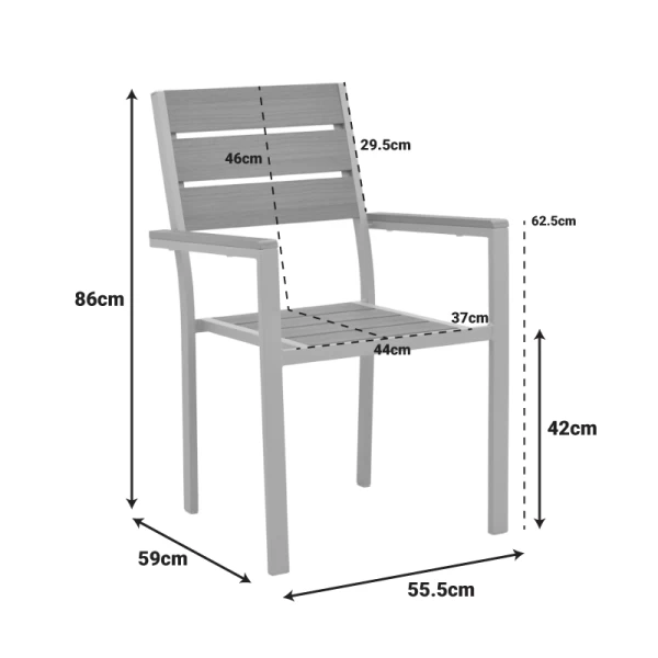Πολυθρόνα Breze Στοιβαζόμενη Plywood Σε Φυσική-Αλουμίνιο Σε Ανθρακί Απόχρωση 57.5X60X88Εκ