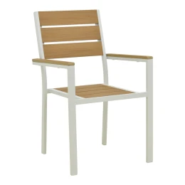 Πολυθρόνα Breze Στοιβαζόμενη Plywood Σε Φυσική-Αλουμίνιο Σε Λευκή Απόχρωση 57.5X60X88Εκ