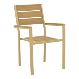 Πολυθρόνα Breze Στοιβαζόμενη Plywood Σε Φυσική-Αλουμίνιο Σε Cappuccino Απόχρωση 57.5X60X88Εκ