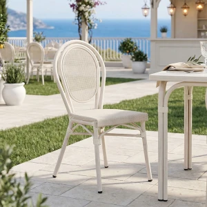 Καρέκλα Nacia Στοιβαζόμενη Αλουμίνιο-Textilene Λευκό 45X59X85Εκ