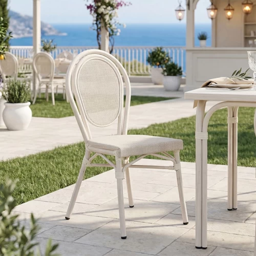 Καρέκλα Nacia Στοιβαζόμενη Αλουμίνιο-Textilene Λευκό 45X59X85Εκ