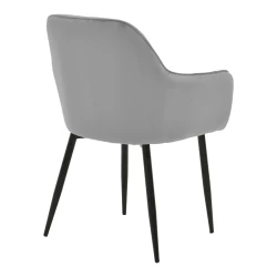 Πολυθρόνα Noor Γκρι Βελούδο Με Πόδι Μετάλλου Σε Μαύρη Απόχρωση 58X58X86Εκ