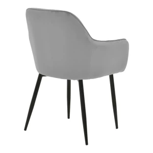 Πολυθρόνα Noor Γκρι Βελούδο Με Πόδι Μετάλλου Σε Μαύρη Απόχρωση 58X58X86Εκ