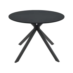 Τραπέζι Xuson Μαύρο Mdf-Πόδι Μαύρο Μέταλλο Φ80X75Εκ