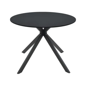Τραπέζι Xuson Μαύρο Mdf-Πόδι Μαύρο Μέταλλο Φ80X75Εκ