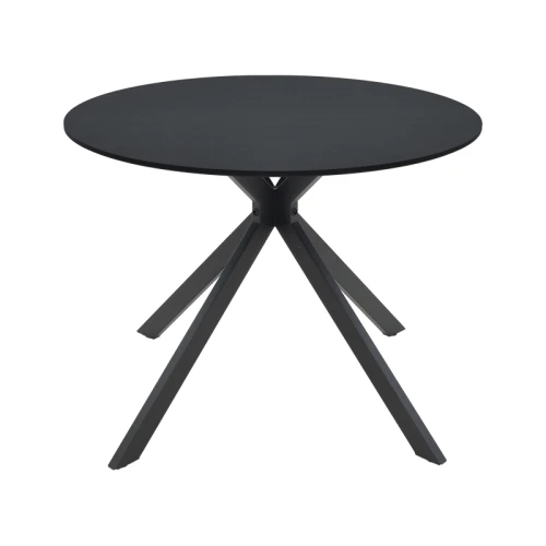 Τραπέζι Xuson Μαύρο Mdf-Πόδι Μαύρο Μέταλλο Φ80X75Εκ