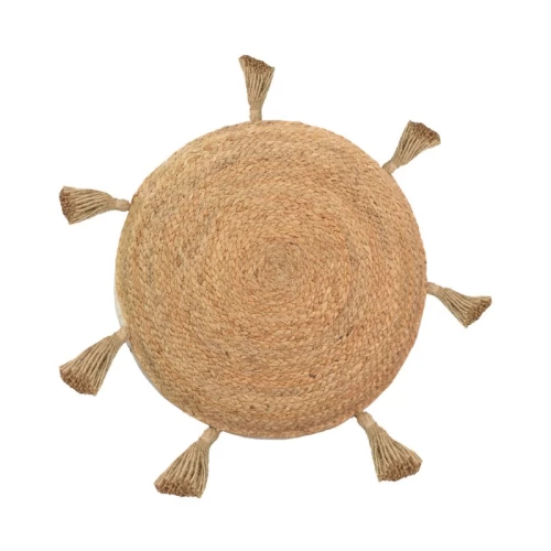 Πουφ Elefon Inart Φυσικό-Εκρού Ύφασμα Φ35X12Εκ