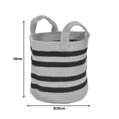 Διακοσμητικό Καλάθι Mibra Inart Βαμβάκι-Γιούτα Σε Μπεζ-Μαύρη Απόχρωση Φ30X30Εκ