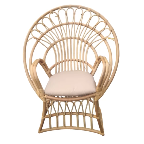 Πολυθρόνα Boloni Inart Με Μπεζ Μαξιλάρι-Φυσικό Rattan 96X70X120Εκ