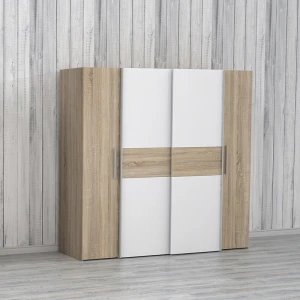 Ντουλάπα Ρούχων Closet Τετράφυλλη Sonoma Oak-Λευκό Μελαμίνης 200X61.5X190.5Εκ