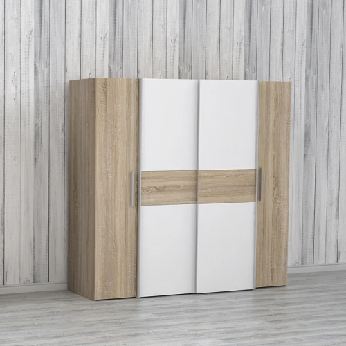 Ντουλάπα Ρούχων Closet Τετράφυλλη Sonoma Oak-Λευκό Μελαμίνης 200X61.5X190.5Εκ