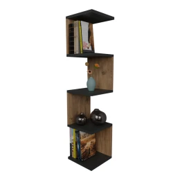 Ραφιέρα Τοίχου Zigzag Oak-Ανθρακί Μελαμίνης 25X25X109Εκ