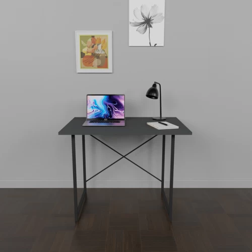 Γραφείο Εργασίας Ustando Ανθρακί Μελαμίνης-Μαύρο Μέταλλο 90X60X72Εκ