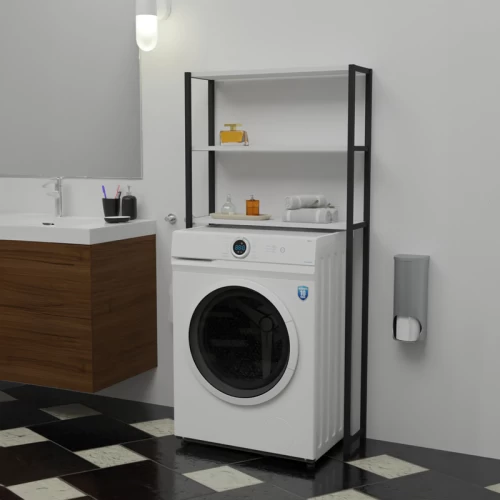 Έπιπλο Πλυντηρίου Bothy Oak Μελαμίνης-Μαύρο Μέταλλο 73X22X150Εκ