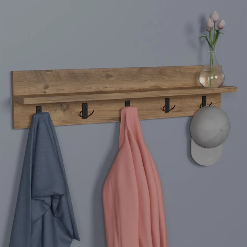 Κρεμάστρα Τοίχου Esform Oak Μελαμίνης 80X11X18Εκ