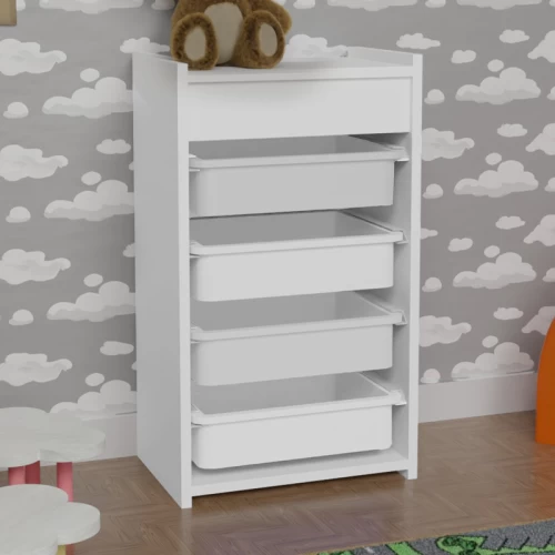 Συρταριέρα Με Καλάθια Toyli Λευκό Μελαμίνης 45X30X78Εκ