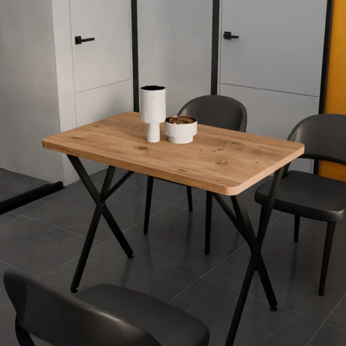 Τραπέζι Zeryin Oak Μελαμίνης-Μαύρο Μέταλλο 110X70X75Εκ
