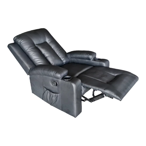 Πολυθρόνα Relax Με Μηχανισμό Massage Gessel Pu Σε Μαύρη Απόχρωση 80X90X98Εκ