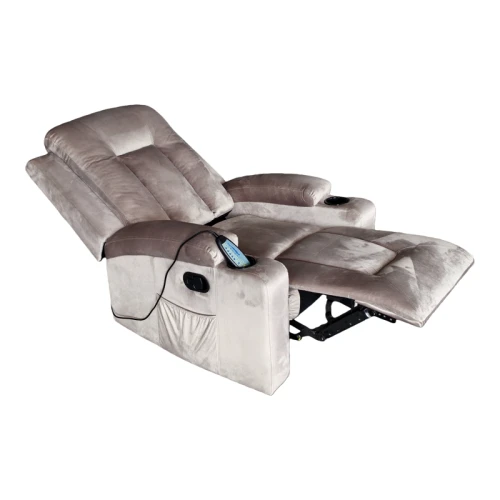 Πολυθρόνα Relax Με Μηχανισμό Massage Gessel Βελούδο Σε Γκρι Απόχρωση 80X90X98Εκ