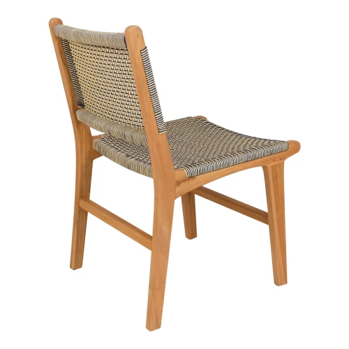 Καρέκλα Darien Σκελετός Teak Ξύλο Σε Φυσική Απόχρωση Και Κρεμ-Μαύρο Pe Σχοινί 52X62X86Εκ