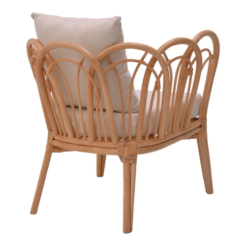 Πολυθρόνα Tania Φυσικό Rattan-Λευκό Μαξιλάρι 76X76X76Εκ
