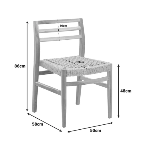 Καρέκλα Tuga Σκελετός Teak Ξύλο-Pe Σχοινί Σε Φυσική Απόχρωση 50X58X86Εκ