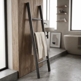 Σκάλα Morjeve Μαύρο Teak Ξύλο 45X6X150Εκ