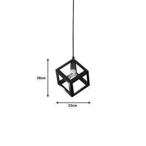 Φωτιστικό Οροφής Kibe Μαύρο Μέταλλο 22X28Εκ