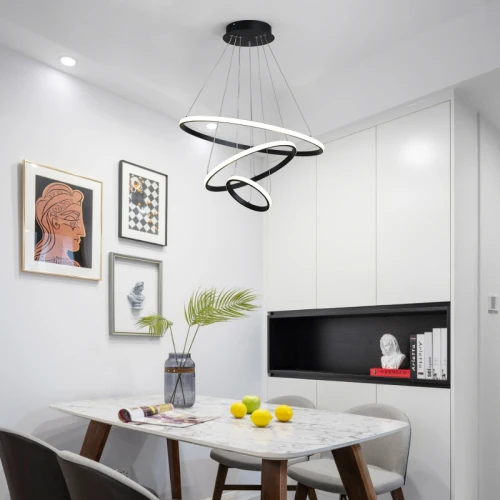 Φωτιστικό Οροφής Rings Led Μέταλλο Μαύρο Φ60X100Εκ