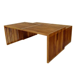 Τραπέζι Tinnie Σετ 2Τεμ Teak Ξύλο Σε Φυσική Απόχρωση