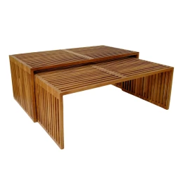 Τραπέζι Tinnie Σετ 2Τεμ Teak Ξύλο Σε Φυσική Απόχρωση