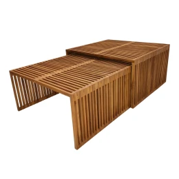 Τραπέζι Tinnie I Σετ 2Τεμ Teak Ξύλο Σε Φυσική Απόχρωση