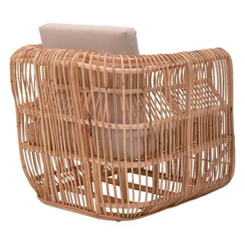 Πολυθρόνα Fajole Rattan Σε Φυσική Απόχρωση Με Μπεζ Μαξιλάρι 83X92X82Εκ