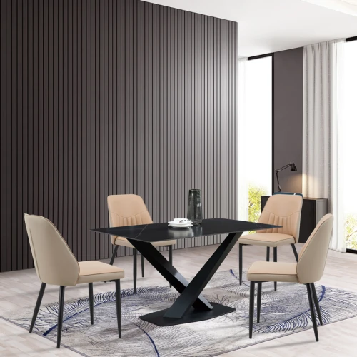 Καρέκλα Onyer Καφέ-Γκρι Pu Με Πόδι Μαύρο Μέταλλο 48X60X83Εκ