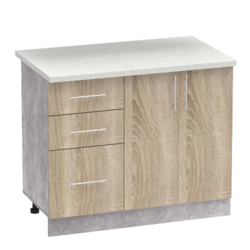 Σύνθεση Κουζίνας Festa I Μελαμίνη Σε Sonoma Απόχρωση Και Πάγκο Σε Ανοιχτό Γκρι 100X60X85Εκ Σύνθεση Κουζίνας Festa I Μελαμίνη Σε Sonoma Απόχρωση Και Πάγκο Σε Ανοιχτό Γκρι 100X60X85Εκ