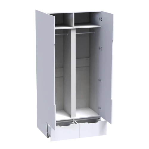 Ντουλάπα Δίφυλλη Afina Mdf Σε Λευκή Glossy Απόχρωση 100X57X213Εκ