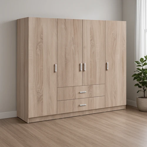 Ντουλάπα Τετράφυλλη Royal Με Συρτάρια Sonoma 200X58X177Εκ