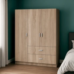 Ντουλάπα Τρίφυλλη Royal Με Συρτάρια Sonoma 150X58X177Εκ